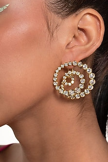 Gold Plated CZ & Mirror Swirl Hoop Earrings