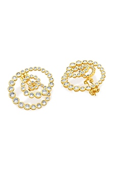 Gold Plated CZ & Mirror Swirl Hoop Earrings