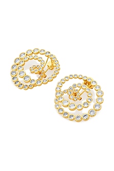 Gold Plated CZ & Mirror Swirl Hoop Earrings