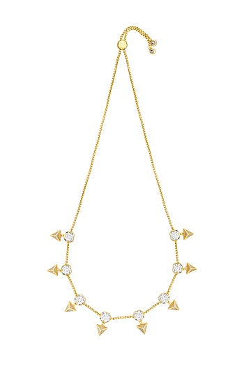 Gold Plated CZ Stone & Crystal Pyramid Choker Necklace