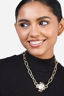 Gold Plated Crystal Chain Link Necklace