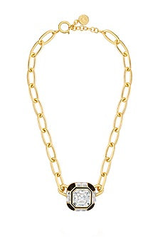 Gold Plated Crystal Chain Link Necklace