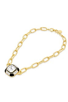 Gold Plated Crystal Chain Link Necklace