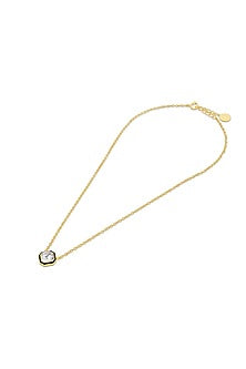 Gold Plated Synthetic Stone & Crystal Chain Link Long Necklace