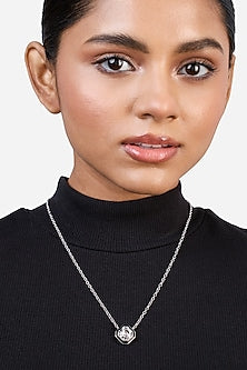 Black Rhodium Finish Crystal Chain Link Long Necklace