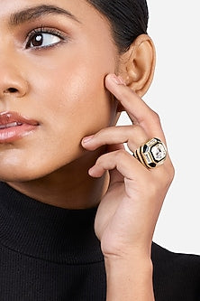 Gold Plated Crystal Enameled Ring