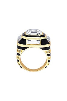 Gold Plated Crystal Enameled Ring