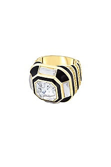Gold Plated Crystal Enameled Ring