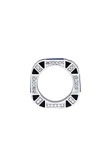 Black Rhodium Finish Blue Lapis Stone & CZ Ring