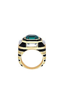 Gold Plated Green Crystal Ring