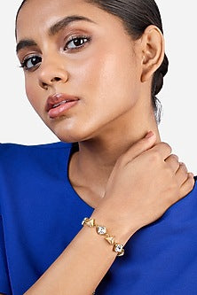 Gold Plated Crystal & CZ Pyramid Bracelet