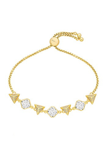 Gold Plated Crystal & CZ Pyramid Bracelet