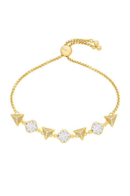 Gold Plated Crystal & CZ Pyramid Bracelet