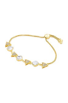 Gold Plated Crystal & CZ Pyramid Bracelet