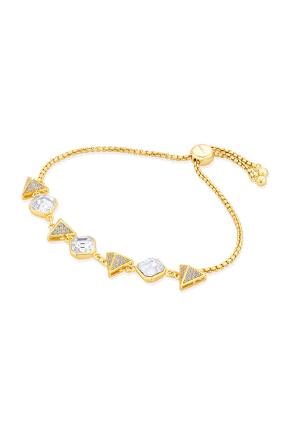 Gold Plated Crystal & CZ Pyramid Bracelet