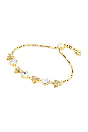 Gold Plated Crystal & CZ Pyramid Bracelet