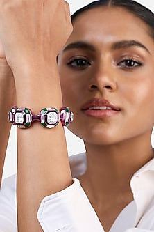 Hyper Pink Plated Crystal Cuff