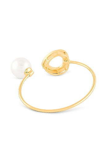 Gold Plated Mirror & Pearl Cuff Bracelet