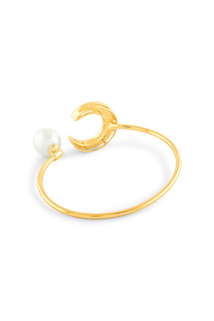 Gold Plated Mirror & Pearl Cuff Bracelet