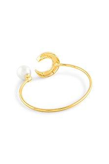 Gold Plated Mirror & Pearl Cuff Bracelet