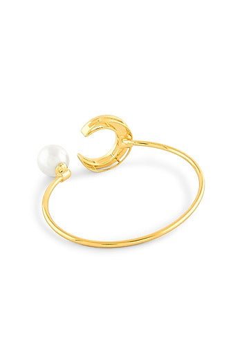 Gold Plated Mirror & Pearl Cuff Bracelet