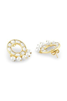 Gold Plated Mirror & Pearl Hoop Earrings
