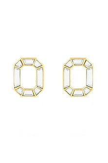 Gold Plated Mirror Octa Stud Earrings