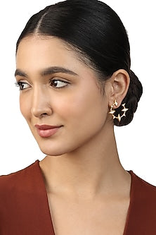 Gold Plated Mirror Spike Hoop Earrings