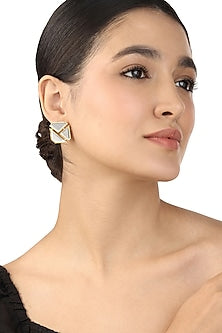 Gold Plated Mirror Stud Earrings