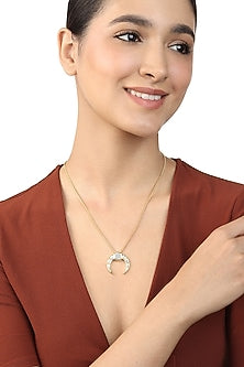 Gold Plated Mirror Long Necklace
