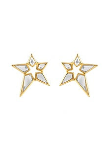 Gold Plated Mirror Star Stud Earrings