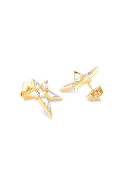 Gold Plated Mirror Star Stud Earrings