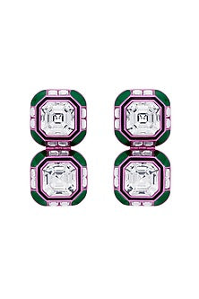 Hyper Pink Colored Plated Crystal Dangler Earrings