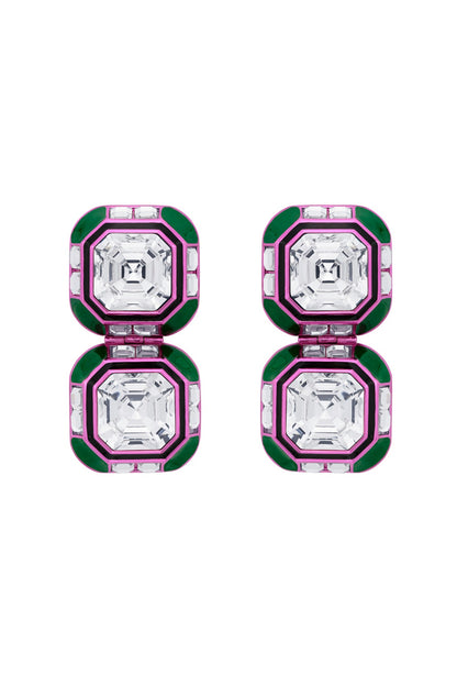 Hyper Pink Colored Plated Crystal Dangler Earrings