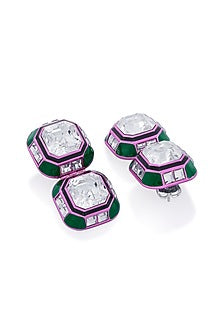 Hyper Pink Colored Plated Crystal Dangler Earrings