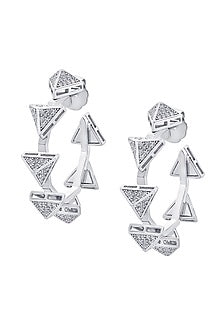 Black Rhodium Finish CZ Hoop Earrings