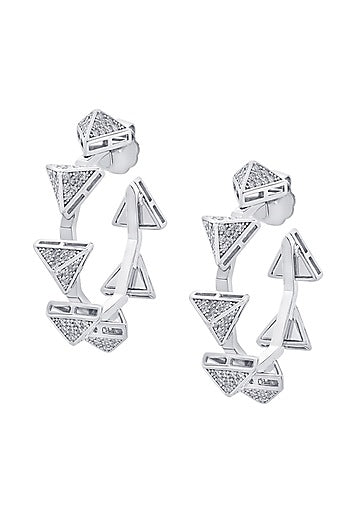 Black Rhodium Finish CZ Hoop Earrings