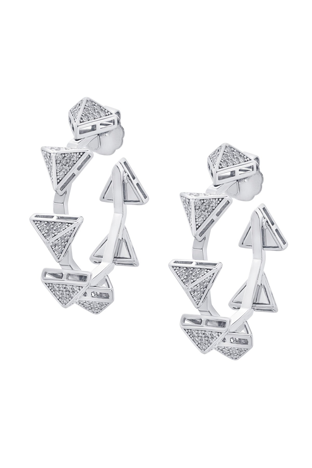 Black Rhodium Finish CZ Hoop Earrings