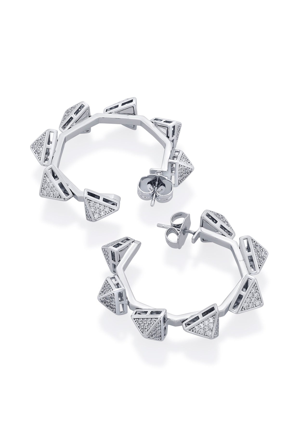 Black Rhodium Finish CZ Hoop Earrings