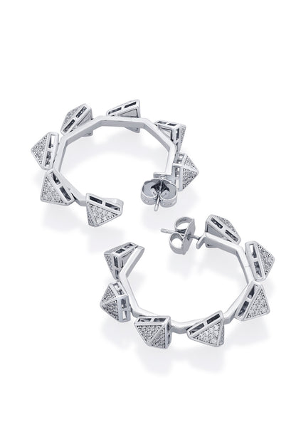 Black Rhodium Finish CZ Hoop Earrings