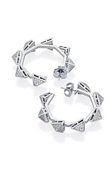 Black Rhodium Finish CZ Hoop Earrings