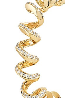 Gold Plated CZ Stone Disco Spiral Cuff Bracelet