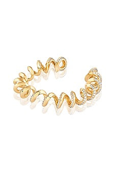 Gold Plated CZ Stone Disco Spiral Cuff Bracelet