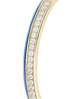 Gold Plated CZ Stone Navy Blue Enameled Disco Cuff Bracelet