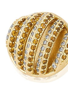Gold Plated CZ Stone Enameled Bling Button Stud Earrings