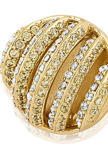 Gold Plated CZ Stone Enameled Bling Button Stud Earrings