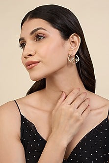 Gold Plated CZ Stone Disco Reverie Stud Earrings