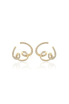 Gold Plated CZ Stone Disco Reverie Stud Earrings
