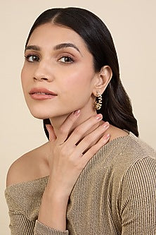 Gold Plated CZ Stone Disco Spiral Hoop Earrings