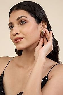 Gold Plated Yellow CZ Stone Enameled Stud Earrings